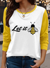 Lässig Tier Rundhals Langarm T-Shirt