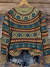 Lässig Rundhals Ethnisch Sweatshirt