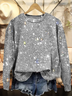 Retro Rundhals Unifarben Sweatshirt