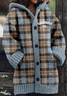 Damen Wolle/Stricken Kariert Langarm Bequem Lässig Strickjacke