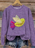 Lässig Rundhals Tier Sweatshirt