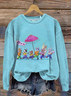 Lässig Rundhals Tier Sweatshirt