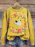 Lässig Rundhals Tier Sweatshirt