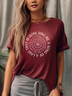 Lässig Buchstabenmuster Rundhals Kurzarm T-Shirt