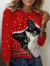 Lässig Weihnachten Rundhals Langarm T-Shirt
