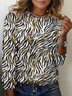 Lässig Zebra Rundhals Langarm T-Shirt