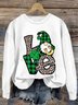 Lässig Rundhals vierblättriges Kleeblatt Sweatshirt
