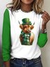 Retro Kariert Rundhals Langarm T-Shirt