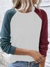 Lässig Rundhals Farbblock Sweatshirt