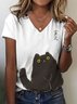 Lässig Tier V-Ausschnitt Kurzarm T-Shirt