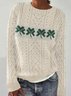 Damen Wolle/Stricken Tier Langarm Bequem Lässig Pullover