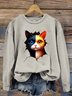 Lässig Rundhals Katze Sweatshirt