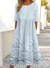 Damen 3d Drucken Rundhals Halbarm Bequem Retro Maxikleid