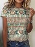 Lässig Ethnisch Rundhals Kurzarm T-Shirt