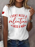 Lässig Textbriefe Rundhals Kurzarm T-Shirt