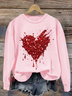 Lässig Rundhals Herz/Herz Sweatshirt Print