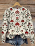 Lässig Rundhals Herz/Herz Sweatshirt Print