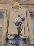 Lässig Rundhals Geblümt Sweatshirt Print