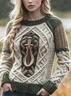 Damen Wolle/Stricken Tier Langarm Bequem Lässig Pullover