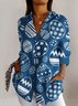Hemdkragen Langarm Geometrisch Regelmäßig Mikroelastizität Regelmäßige Passform Bluse für Damen