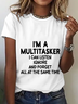 Lässig Textbriefe Rundhals Kurzarm T-Shirt