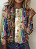 Retro Kariert Rundhals Langarm T-Shirt