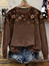 Lässig Rundhals Geblümt Sweatshirt Print