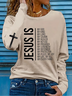 Lässig Textbriefe Rundhals Langarm T-Shirt