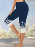 Lässig Anker Caprihosen Elastische Taille Print Hose