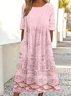 Damen Verlaufsmuster Rundhals Halbarm Bequem Retro Maxikleid