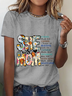 Lässig Textbriefe Rundhals Kurzarm T-Shirt