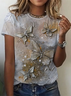 Lässig Schmetterling Rundhals Kurzarm T-Shirt