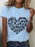 Lässig Textbriefe Rundhals Kurzarm T-Shirt