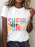 Lässig Textbriefe Rundhals Kurzarm T-Shirt
