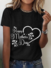 Lässig Textbriefe Rundhals Kurzarm T-Shirt