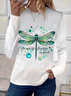Lässig Textbriefe Rundhals Langarm T-Shirt