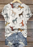 Lässig Tier Rundhals Kurzarm T-Shirt