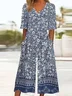 Damen Halbarm V-Ausschnitt Regelmäßige Passform Knöchelhose Print Täglich Lässig Geblümt Normal Jumpsuit