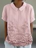 Schalkragen Halbarm Unifarben Regelmäßig Weit Bluse für Damen