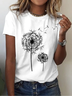 Lässig Geblümt Rundhals Kurzarm T-Shirt