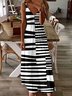 Damen Geometrisch Spaghettiträger Ärmellos Bequem Lässig Maxikleid