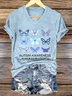 Lässig Tier V-Ausschnitt Kurzarm T-Shirt