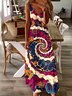 Damen Geometrisch Spaghettiträger Ärmellos Bequem Lässig Maxikleid