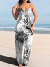 Damen Geblümt Spaghettiträger Ärmellos Bequem Lässig Maxikleid