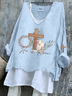 Retro OSTERN (Kaninchen) V-Ausschnitt Langarm T-Shirt