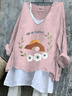 Retro OSTERN (Ei) V-Ausschnitt Langarm T-Shirt
