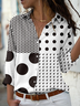 Hemdkragen Langarm Polka Dots Regelmäßig Mikroelastizität Regelmäßige Passform Bluse für Damen