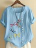 Rundhals Halbarm Libelle Regelmäßig Regelmäßige Passform Bluse für Damen