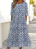 Damen Geblümt Rundhals Kurzarm Bequem Lässig Print Maxikleid