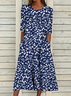 Damen Geblümt Rundhals Kurzarm Bequem Lässig Print Maxikleid